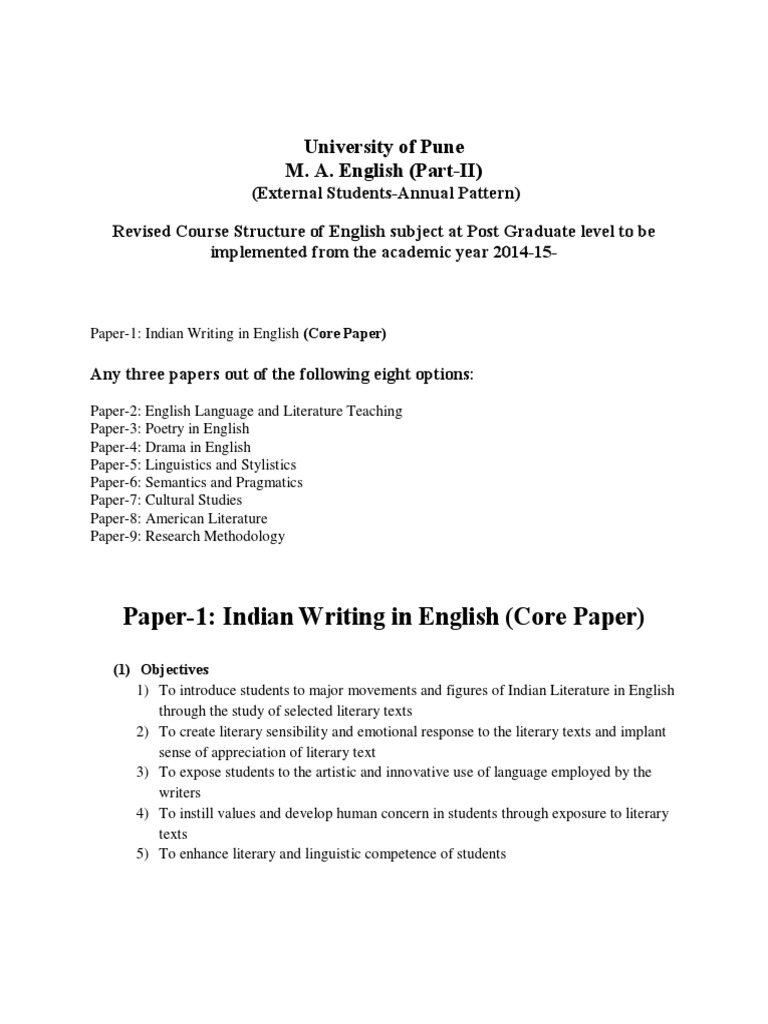 MA Part II English External Syllabus | PDF | Linguistics | Cultural Studies