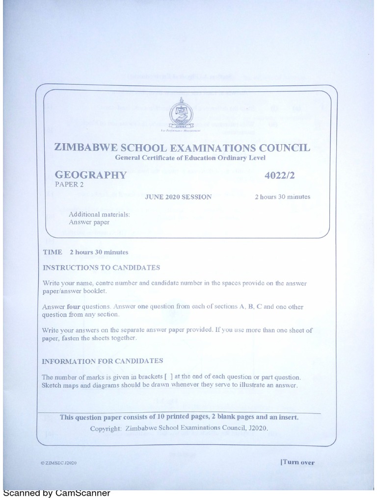 O Level Geo 2 J 2020 Pdf