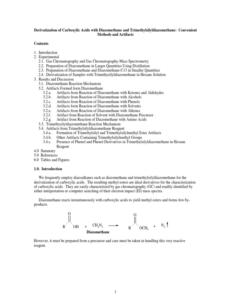 Diazomethane and Trimethylsilyldiazomethane Artifacts PDF Gas ChromatographyMass