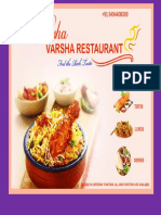 Varsha Restuarant Menu Card English