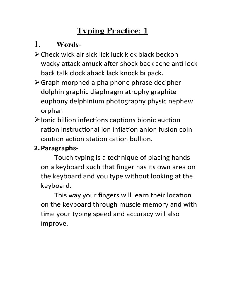 Typing Practice 2 PDF