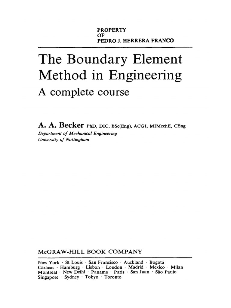 A. A. Becker - The Boundary Element Method in Engineering - A Complete ...