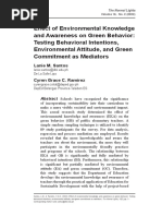 Effect of Environmental Knowledge and Awareness On Green Behavior: Testing Behavioral Intentions, Environmental Attitude, and Green Commitment As Mediators