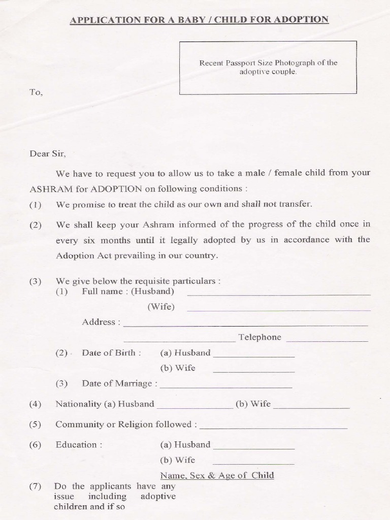 Child Adopation Form | PDF
