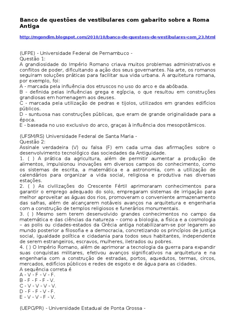 Perguntas E Respostas Sobre Roma Antiga