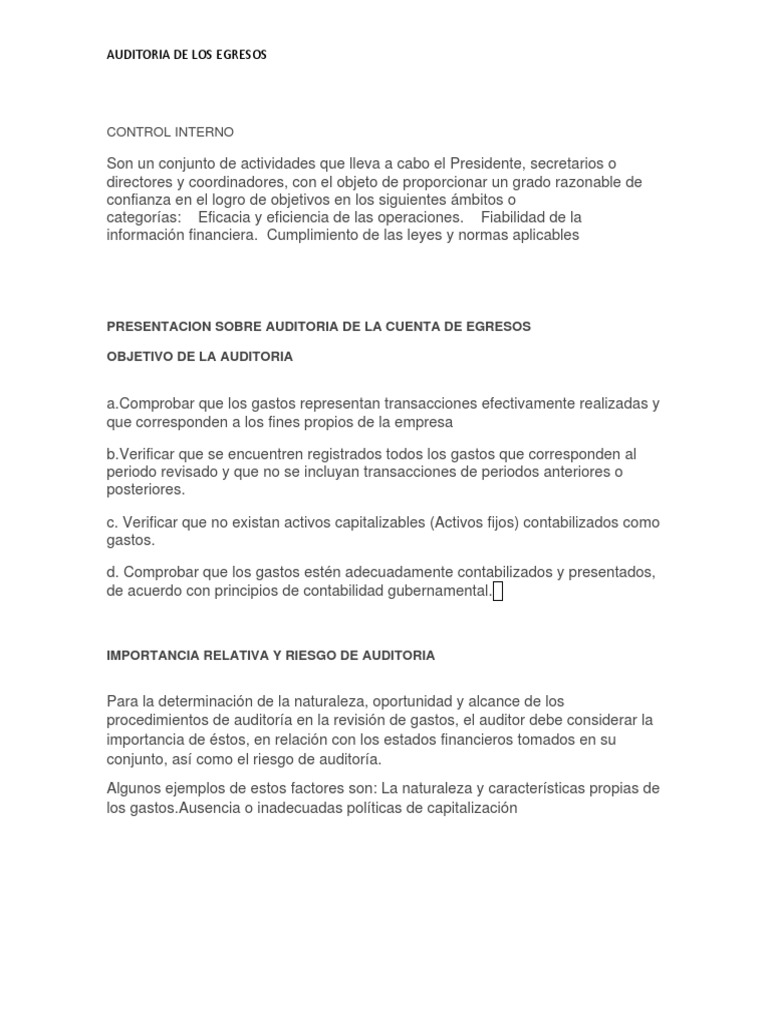 Auditoría del Ciclo de Egresos | PDF | Auditoría | Contabilidad