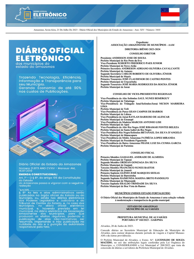 Diário Oficial Dos Municípios Do Amazonas | PDF