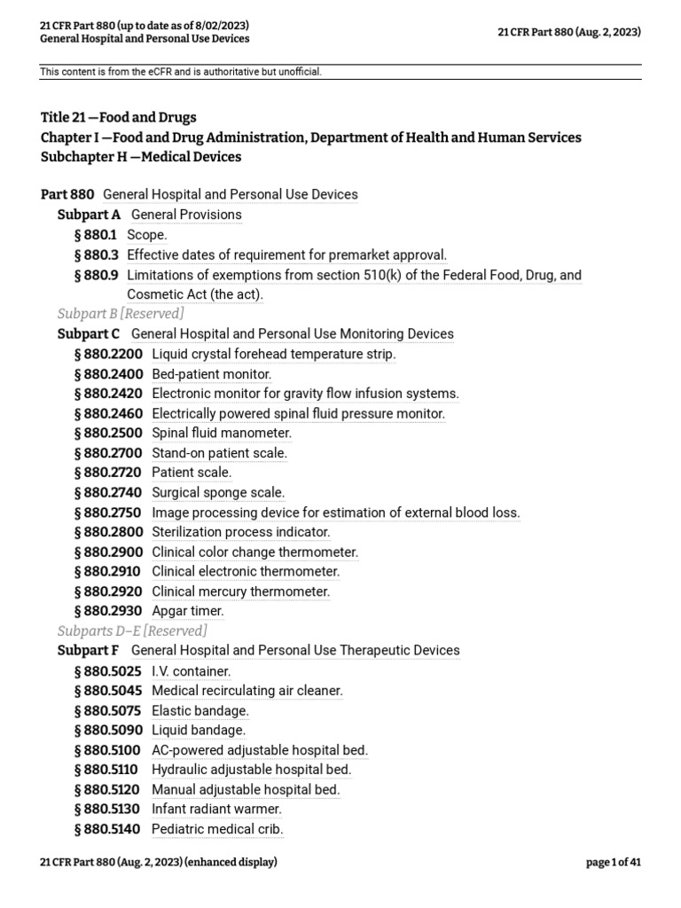 Medical Device Regulations Overview | PDF | Federal Food | Medicine