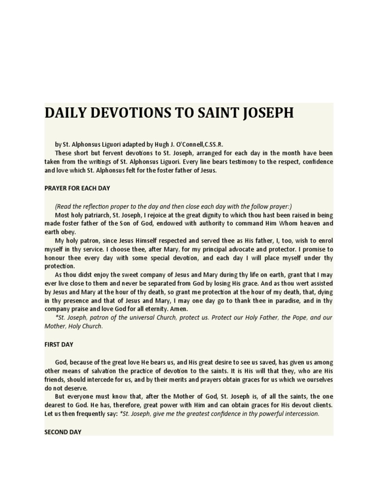 Daily Devotions to St. Joseph | PDF | Saint Joseph | Mary, Mother Of Jesus