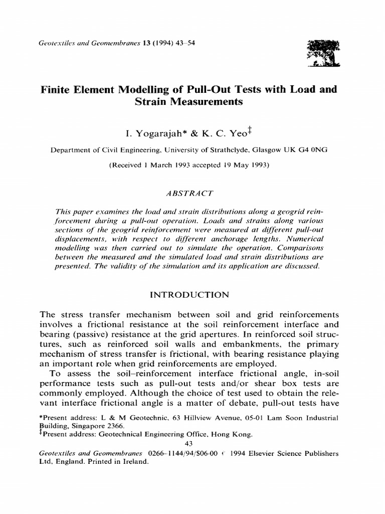 Finite Element Modelling of Pull-Out Tests With Load and Strain ...