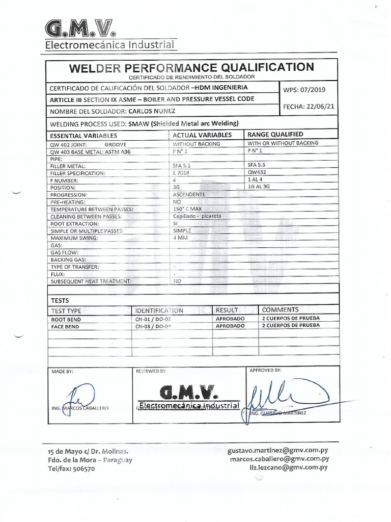 Certificado De Soldador Pdf