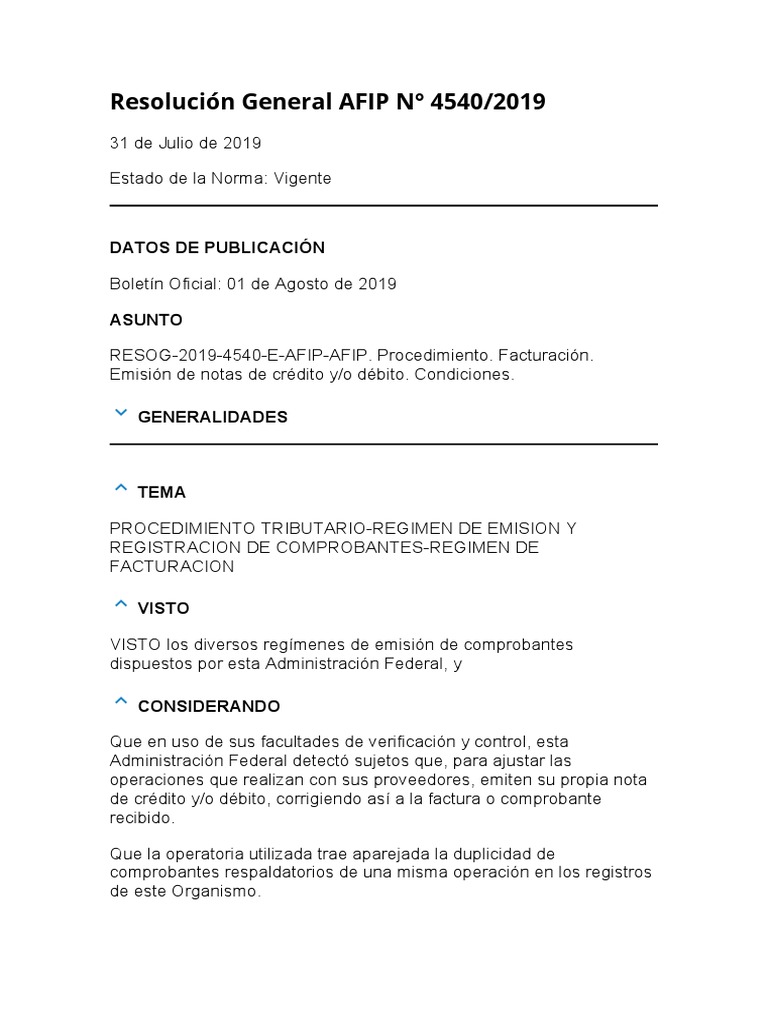 Resoluci n general afip n4540 pdf factura tarjeta de d bito