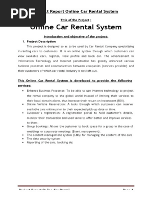 Online Car Rental System Project Report