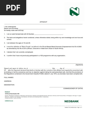 Nedbank Yes Affidavit
