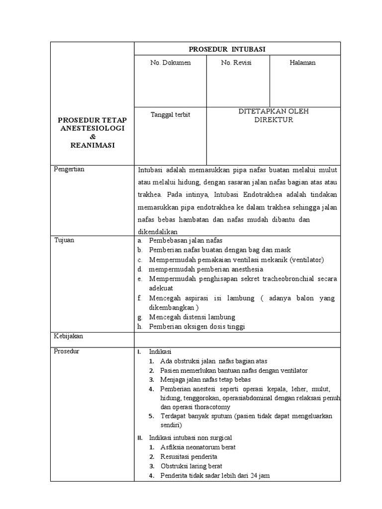 Sop Intubasi 2 | PDF