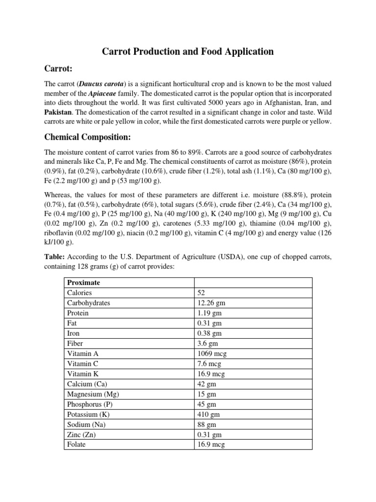 Carrot Ok PDF Carbohydrates Food Energy