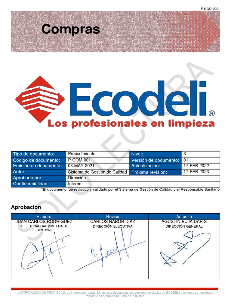 Procedimiento de Compras ECODELI | PDF