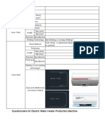 Questionnaire For Electric Water Heater Productiodn Line