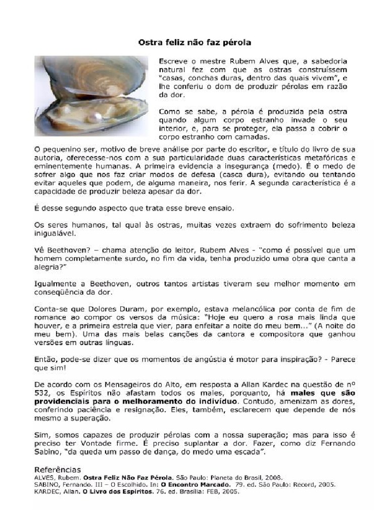 Ostra Feliz Não Faz Pérola | PDF