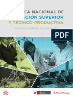 Política Nacional de Educación Superior y Técnico Productiva