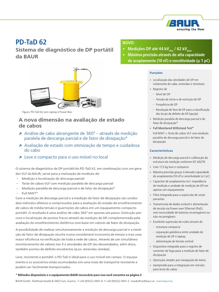 DataSheet - PD Diagnostics System - PD-TaD 62 - BAUR - PT | PDF ...