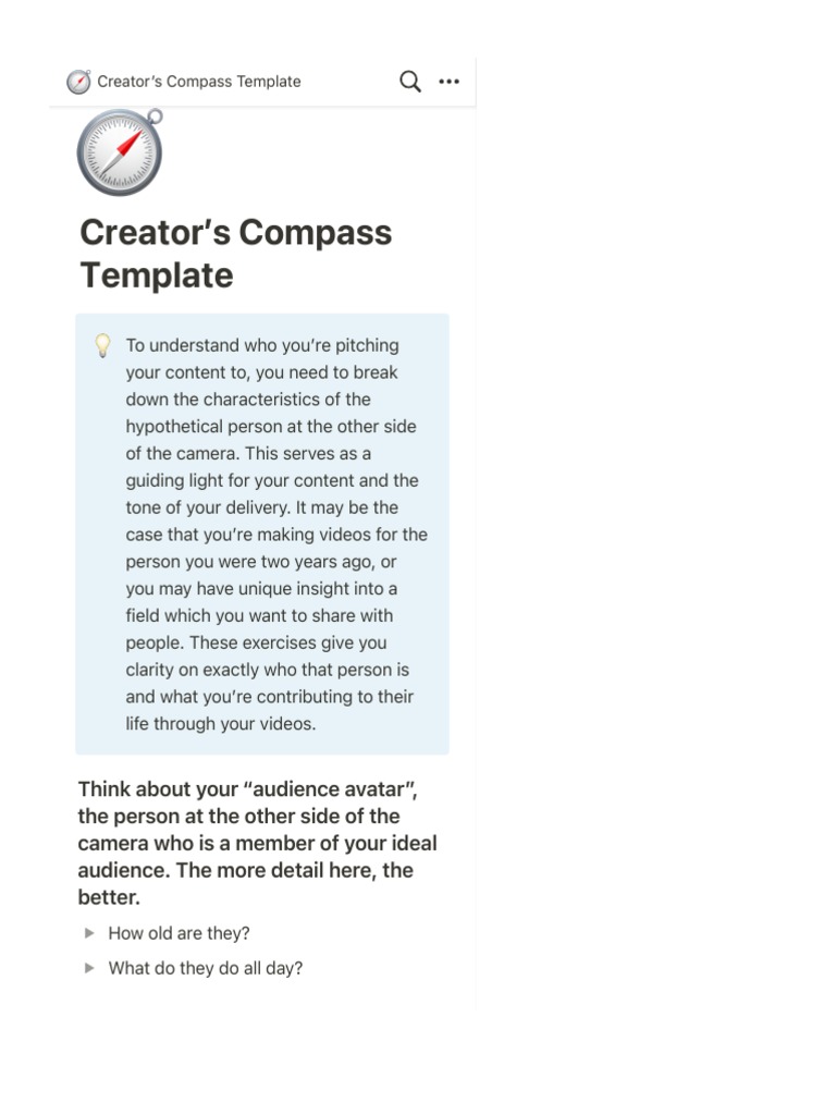 Creator’s Compass Audience Template | PDF