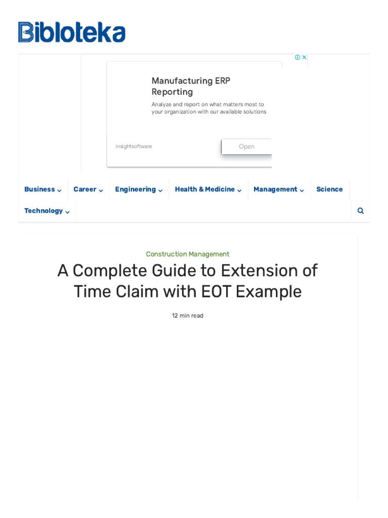 A Complete Guide To Extension of Time Claim With EOT Example
