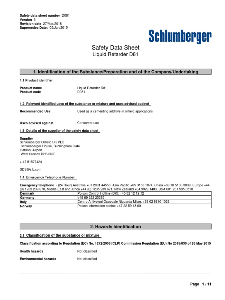 Liquid Retarder D81 Safety Data Sheet | PDF | Personal Protective ...