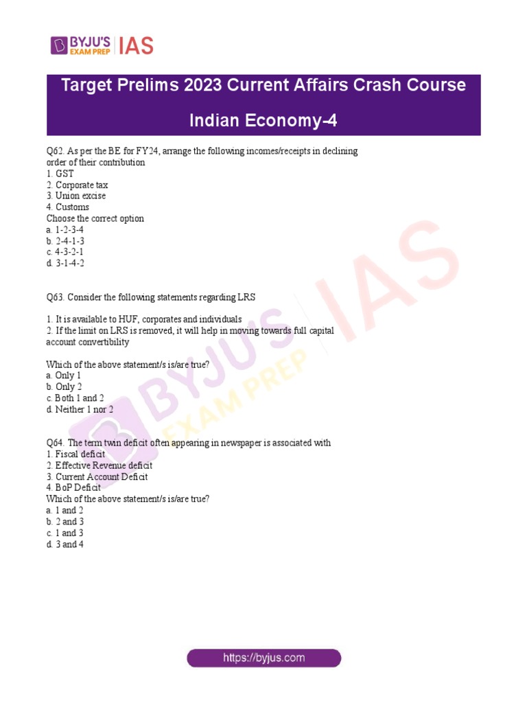BYJUS Exam Prep IAS Indian Economy 4 Download Free PDF Special
