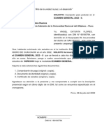 SOLICITO: Inscripción para Postular en El Examen General 2023 - Ii. Dr. Juan Carlos Benavides Huanca