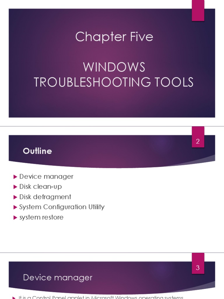 Chapter 5 WINDOWS TROUBLESHOOTING TOOLS | PDF | Operating System ...