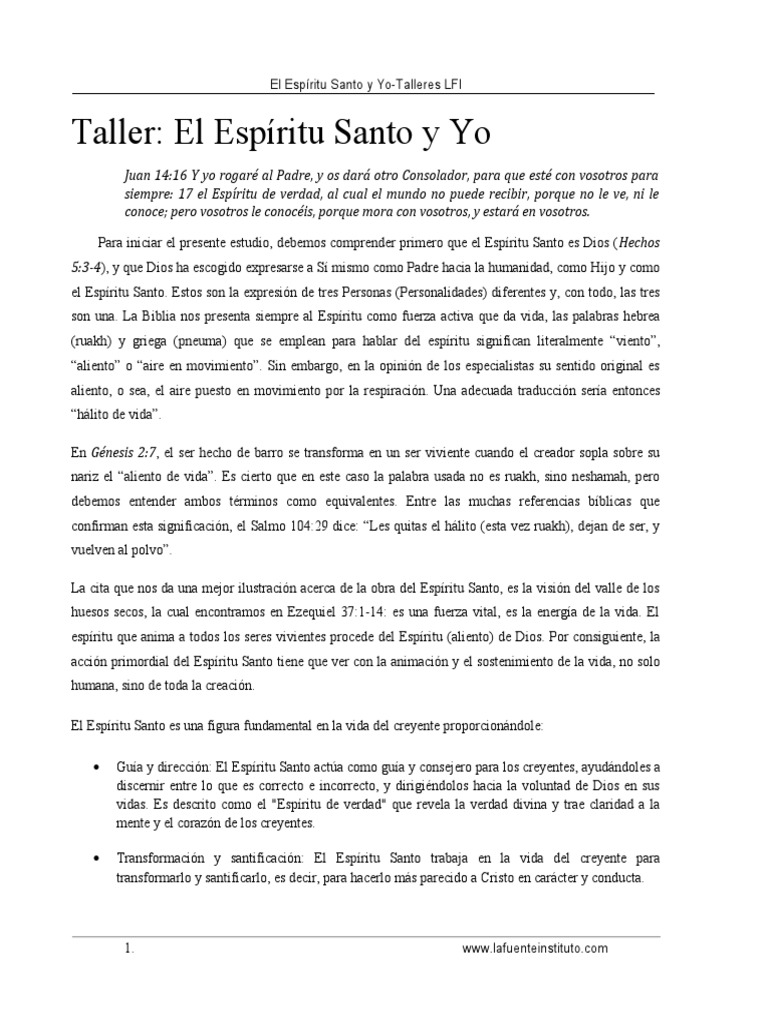 El Espíritu Santo y Su Rol en el Creyente | PDF | espíritu Santo ...