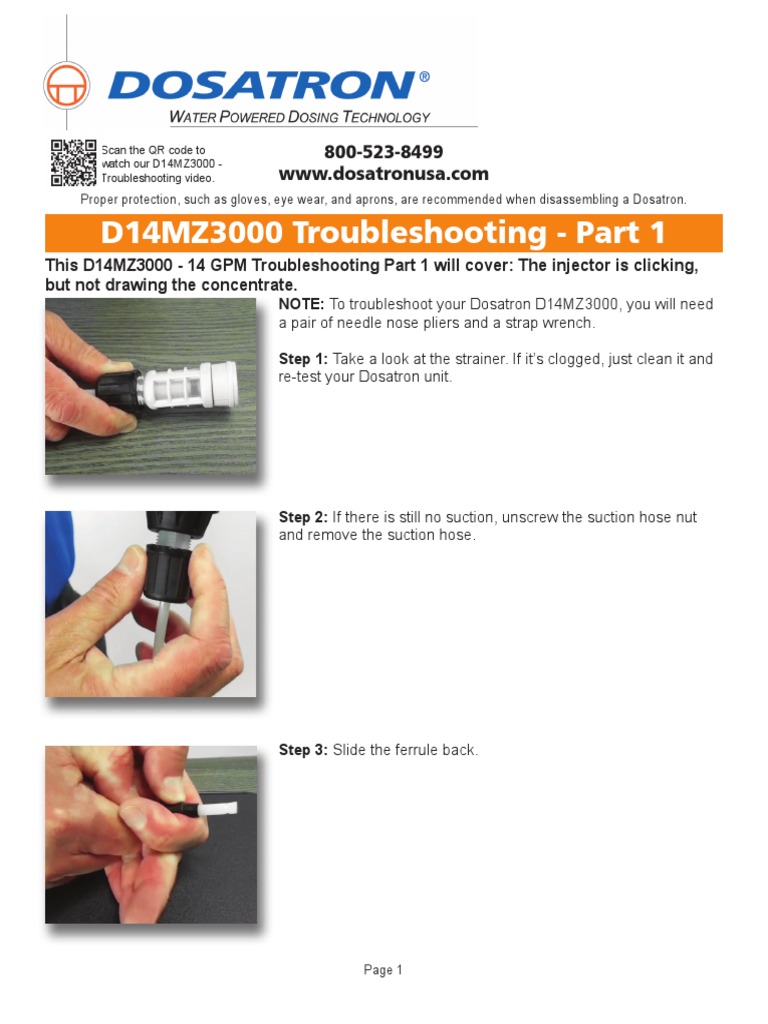 Dosatron d14mz3000 Injector Troubleshooting PDF Mechanical