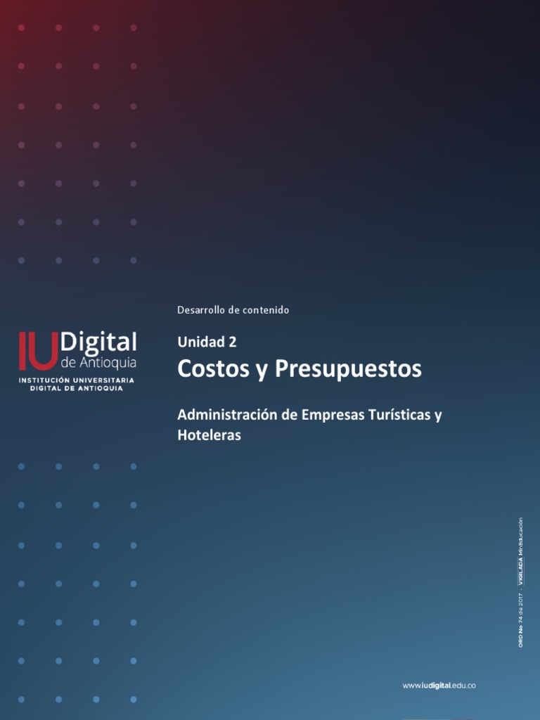 Costos y Presupuestos - Unidad 2 | PDF | Presupuesto | Economias