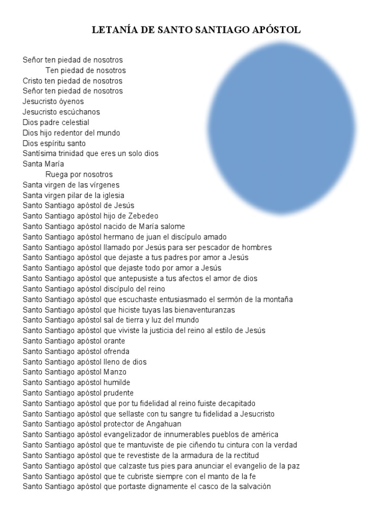LETANÍA DE SANTO SANTIAGO APÓSTOL | PDF | Santo | Intercesión