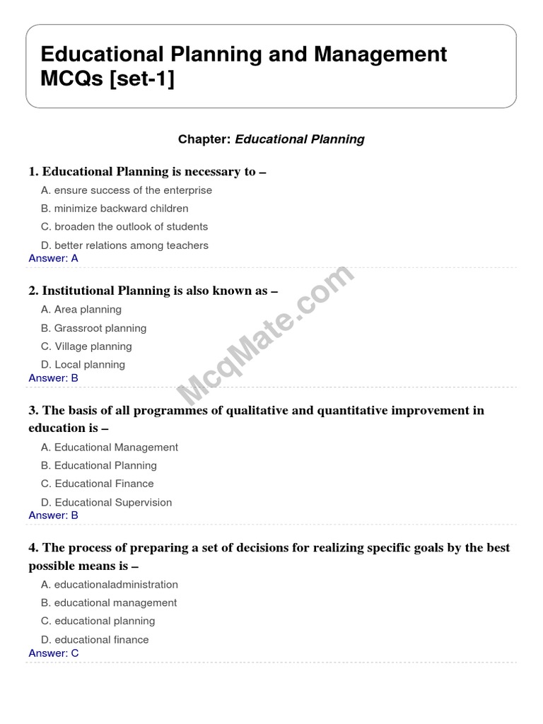 Educational Planning Set 1 PDF