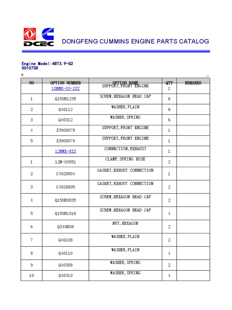 Cummins 4bta3.9 G2 Data Sheet