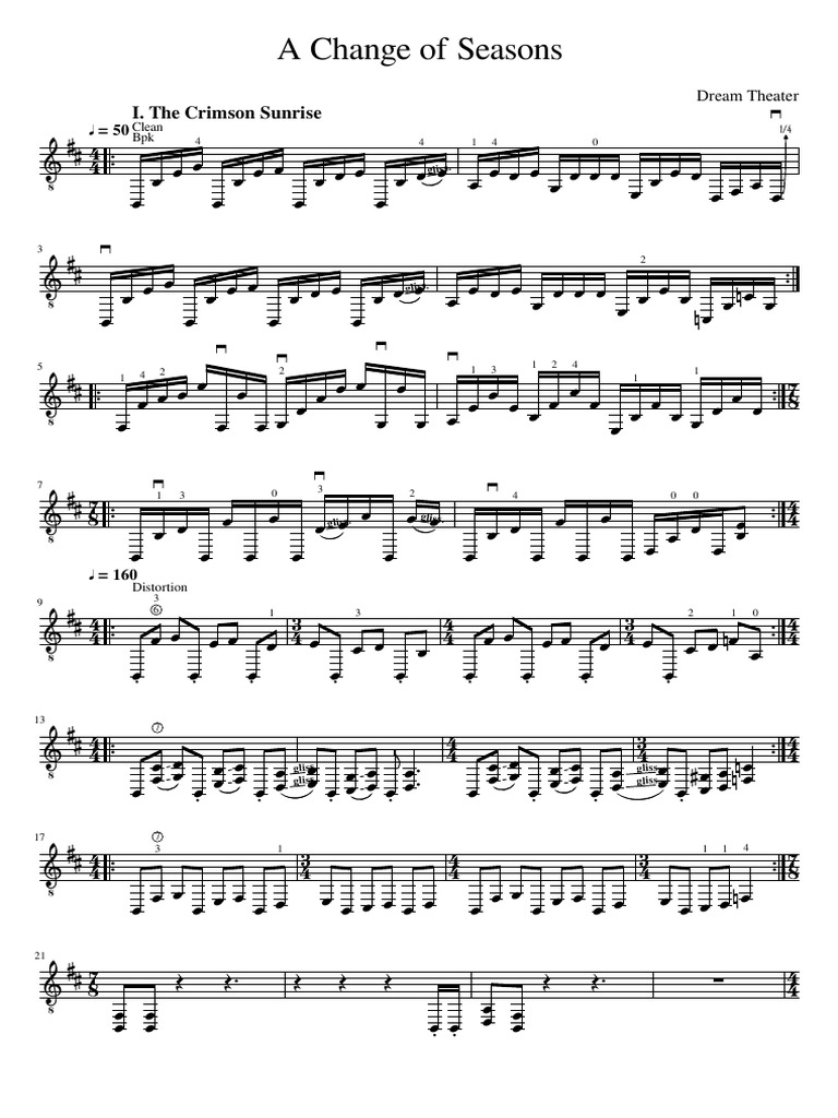 Dream Theater 『A CHANGE OF SEASONS』楽譜 A Change Of Seasons guitar pro tab by Dream Theater