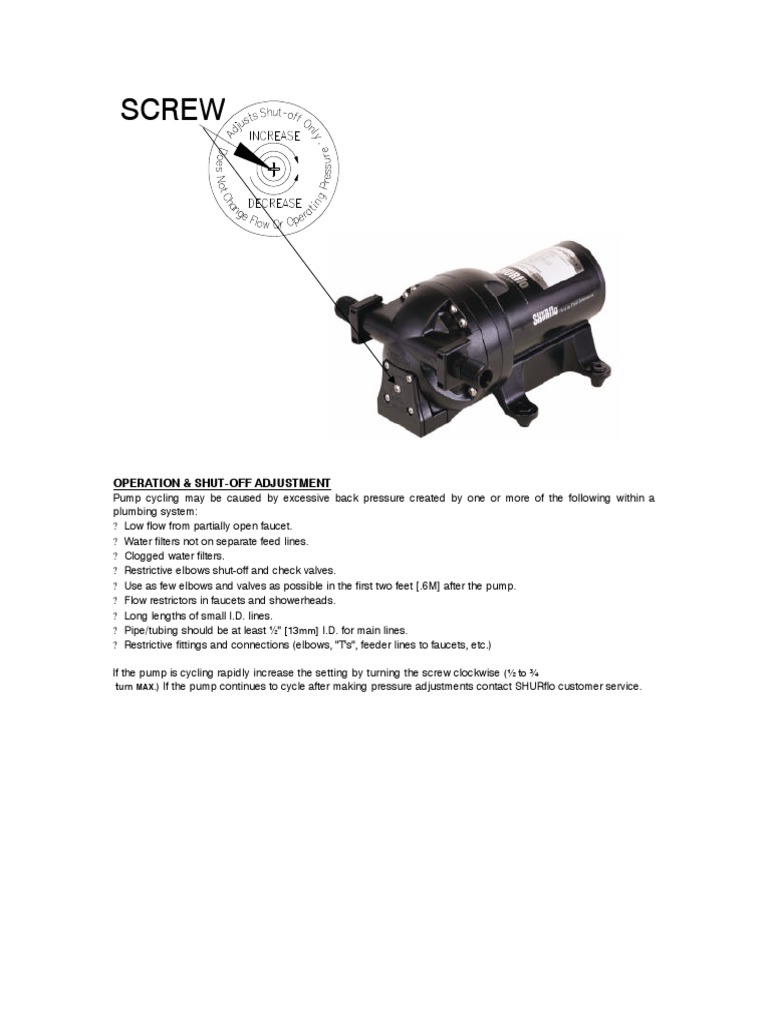 5.7 Shurflo Smart Sensor Pump Pressure Adjust Procedure PDF