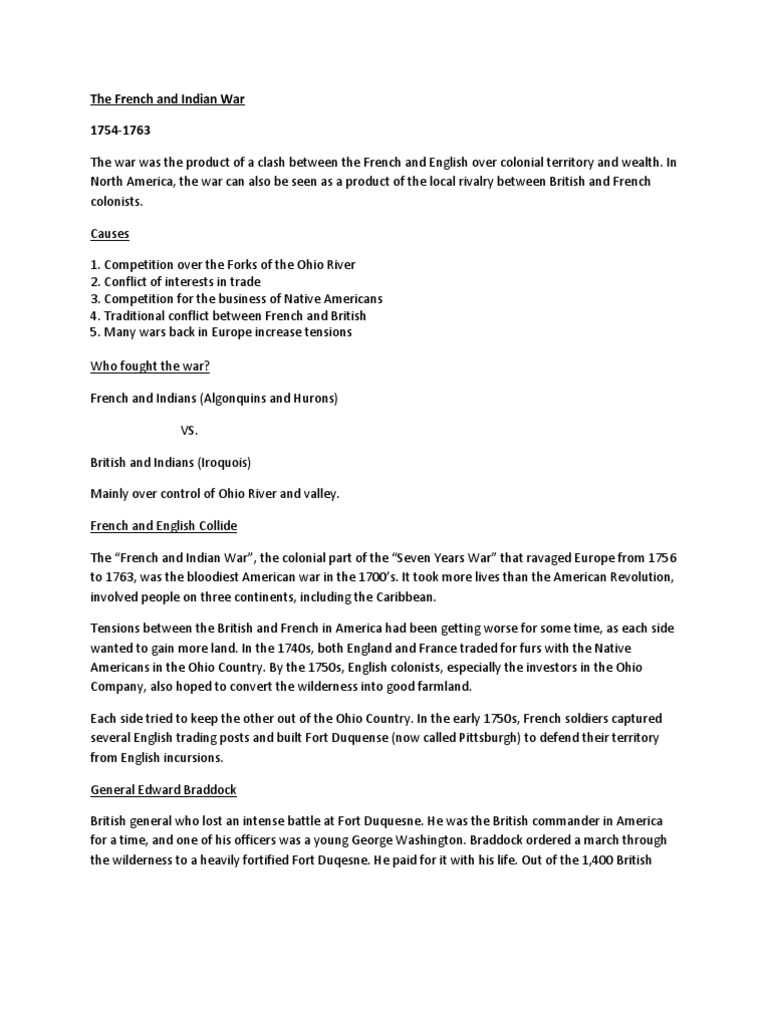 French and indian war summarized picture