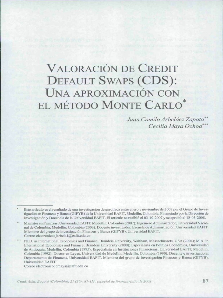 Valoración de Credit Default Swaps (CDS) | PDF | Swap de incumplimiento ...