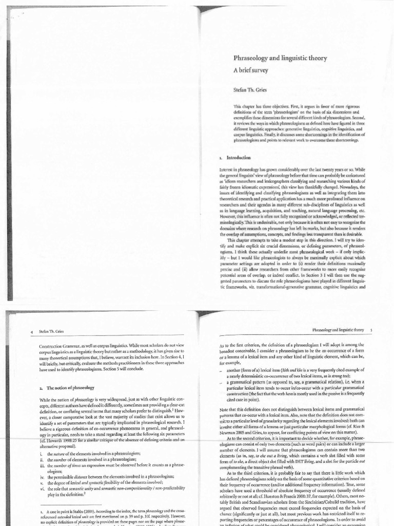 Phraseology and Linguistic Theory | PDF