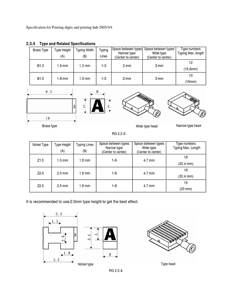 Printing Type Specifications 2005 | PDF