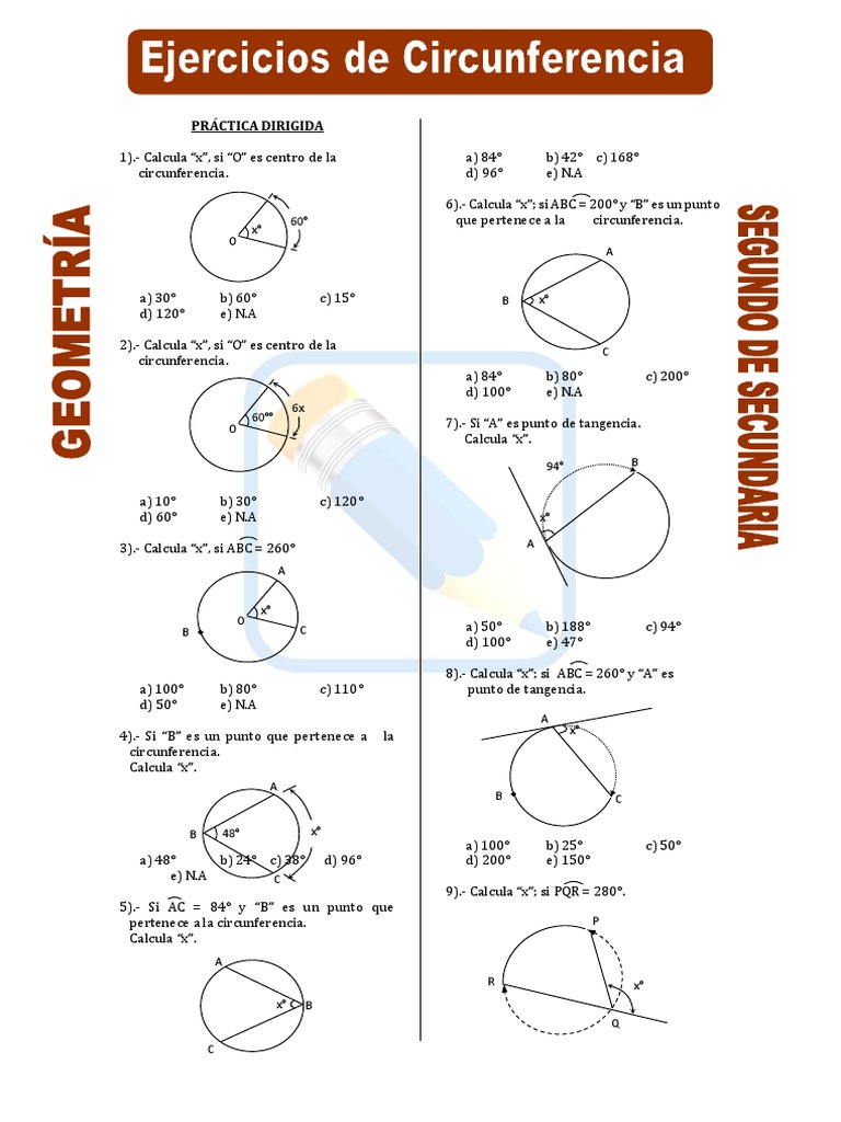 Ejercicios de Circunferencia para Secundaria | PDF