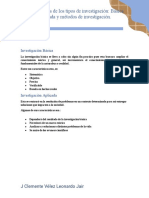 Características de Los Tipos de Investigación Básica y Aplicada y Métodos de Investigación J Clemente Vélez Leonardo Jair