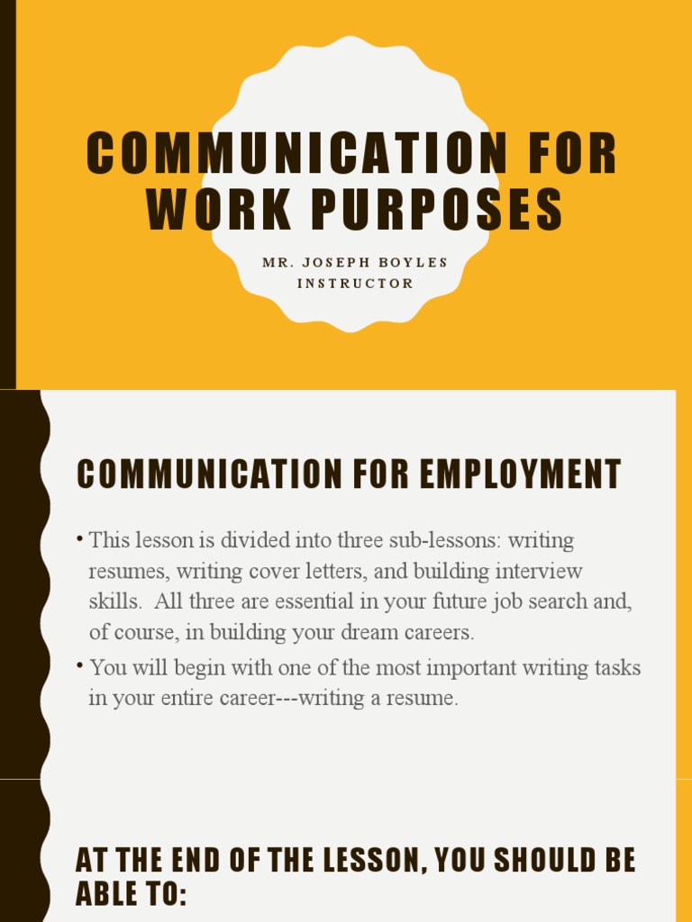 Communication For Employment PDF