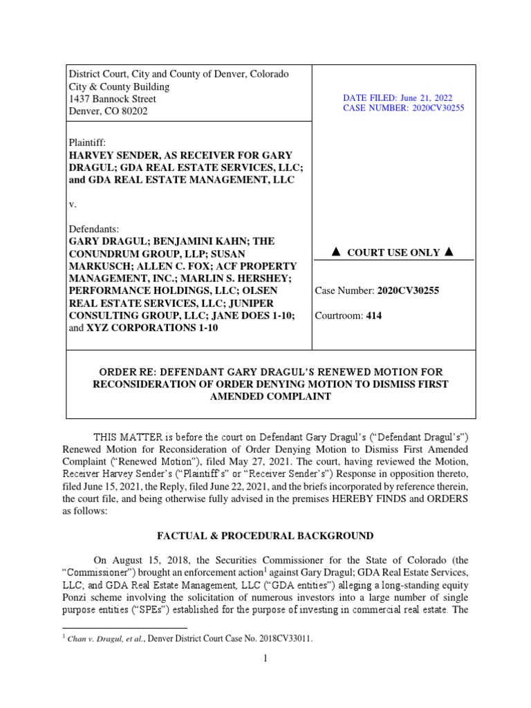 Receiver v Gary Drugal Et Al For Fraudulent Transfer in Bankruptcy