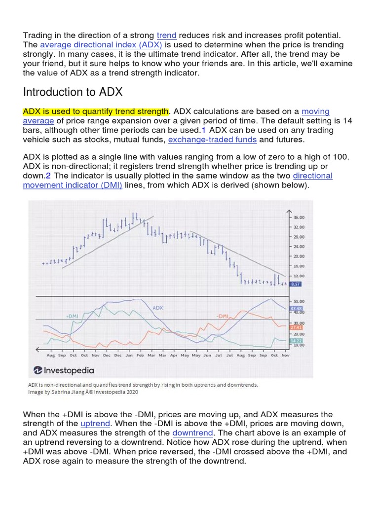 ADX - The Trend Strength Indicator | PDF | Business | Market (Economics)