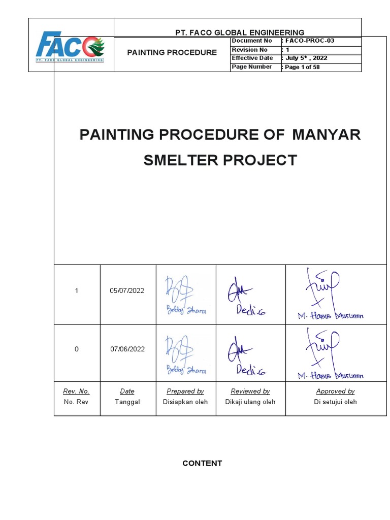 Painting Procedure Rev 1 PDF Paint Epoxy