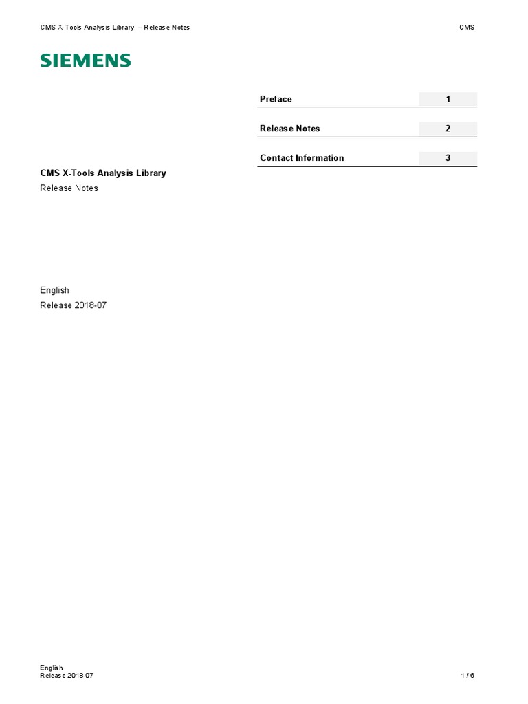 CMS X-Tools Analysis Library Release Notes - EN | PDF | Safety | Trademark